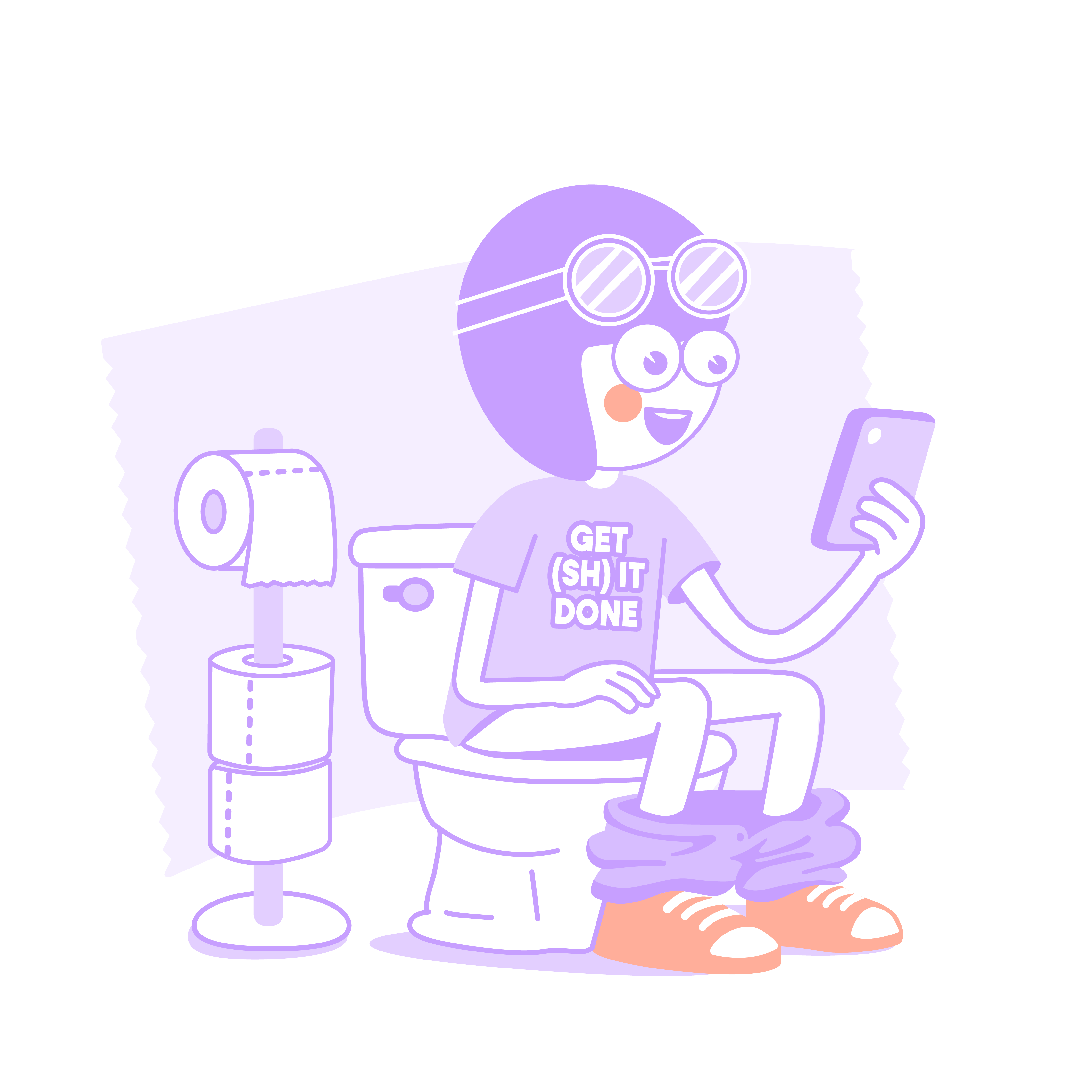 Illustration vom Klopilot-Männchen, das auf dem Klo sitzt