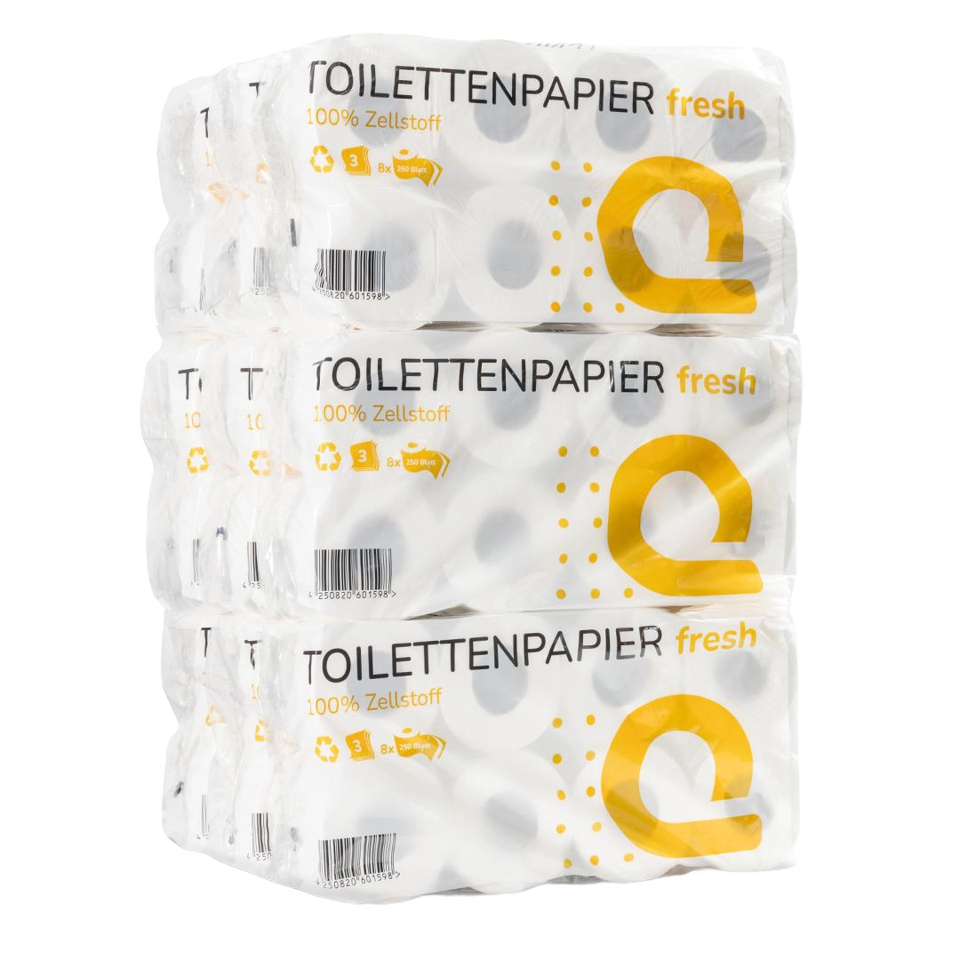 Toilettenpapier, 3-lagig, 250 Blatt, 72 Rollen