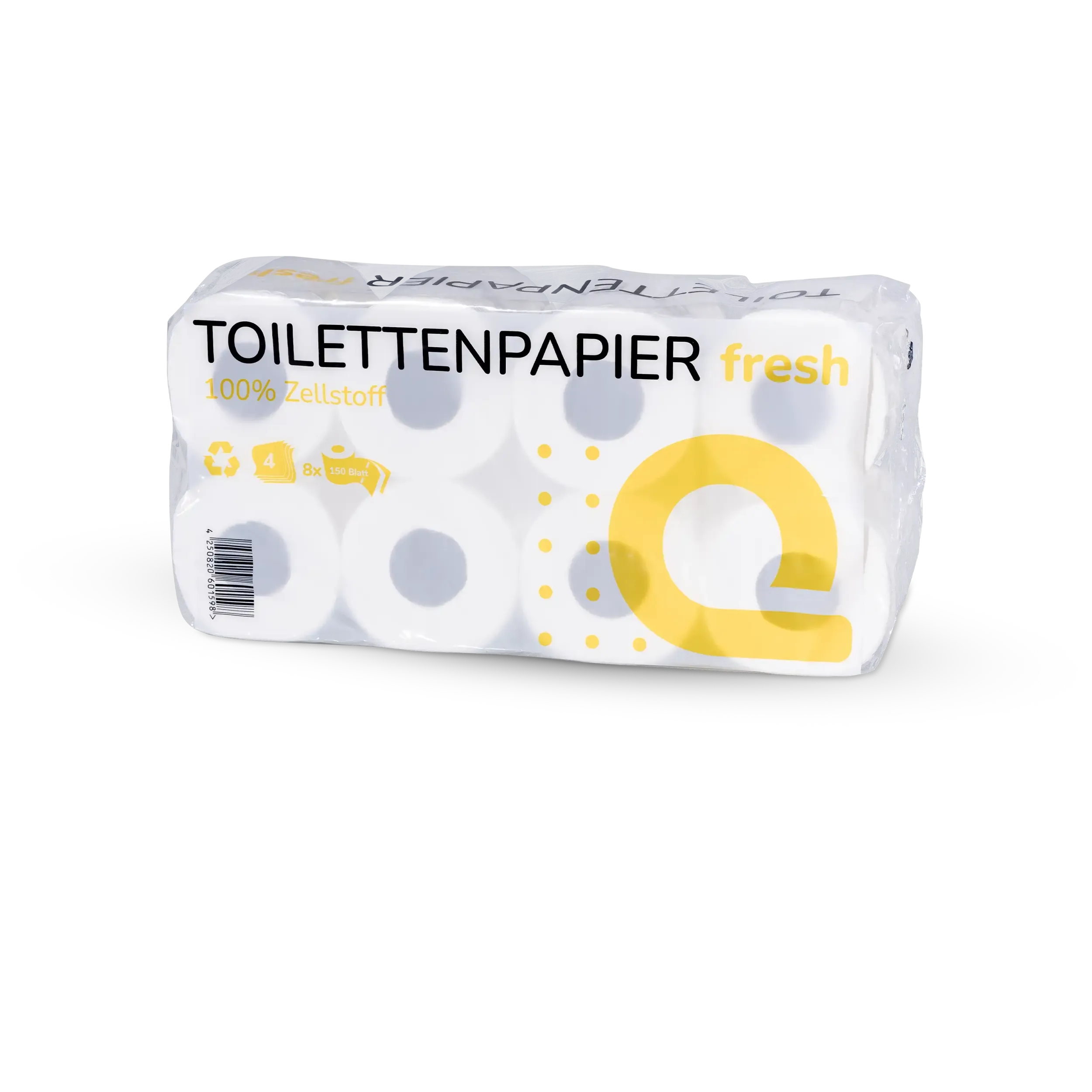 Einzelverpackung von 8 Rollen Toilettenpapier 4-lagig aus Zellstoff von Klopilot
