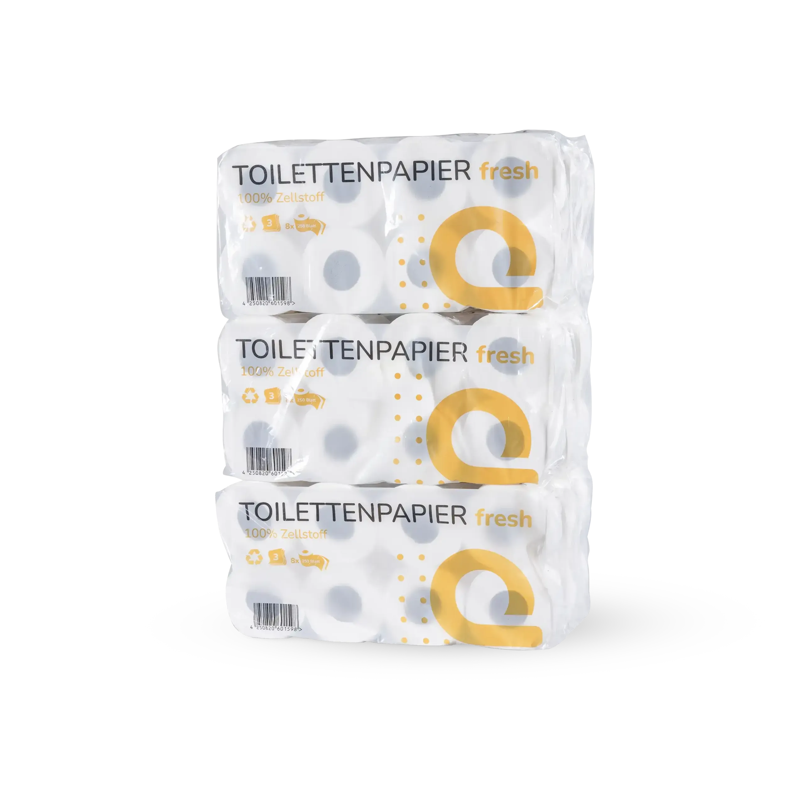 Großverpackung von 72 Rollen Toilettenpapier 3-lagig aus Zellstoff von Klopilot